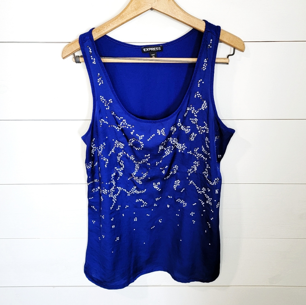 ✨3/$12 Express Blue Jeweled Top size XS